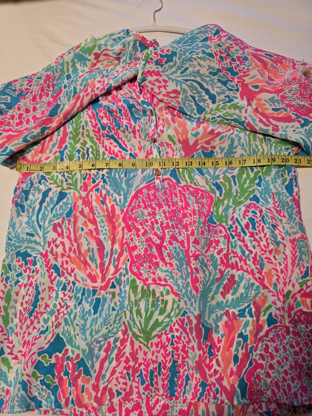 Lilly Pulitzer Elsa Silk Top Let's Cha Cha Pink Multi Coral-Print, Size L - Picture 9 of 15